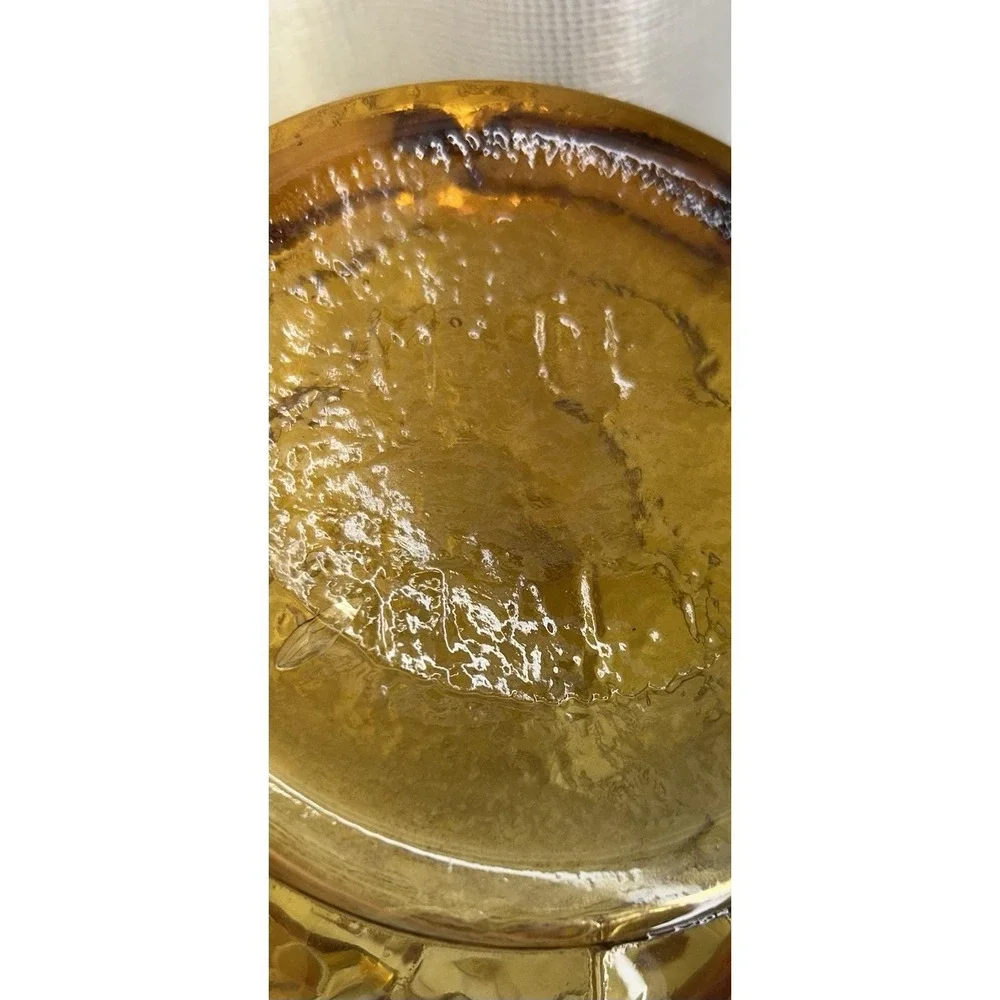 Vintage Italian Amber Glass Genie Bottle ~Bulging Bubble ~ Missing Plastic Seal